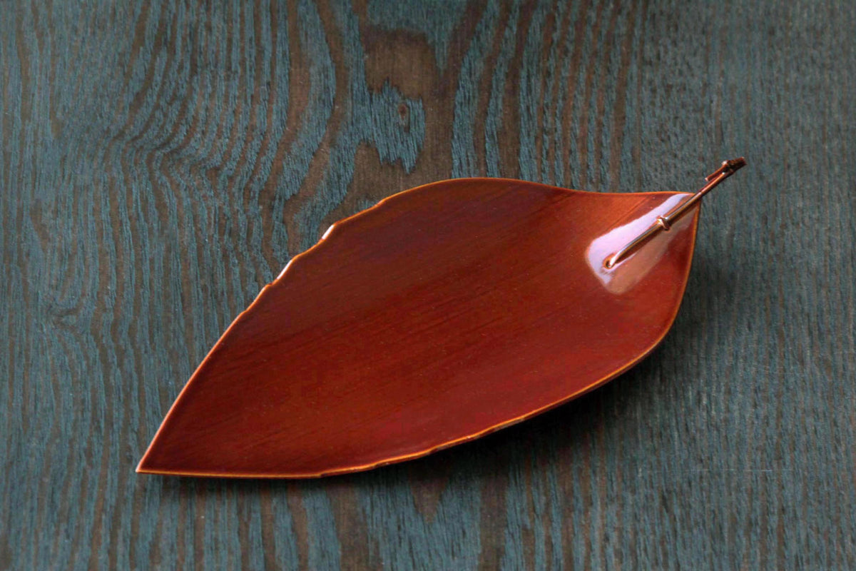 22cm/ Leaf Shape Natural Wood Plate | Hida-Shunkei | Urushi