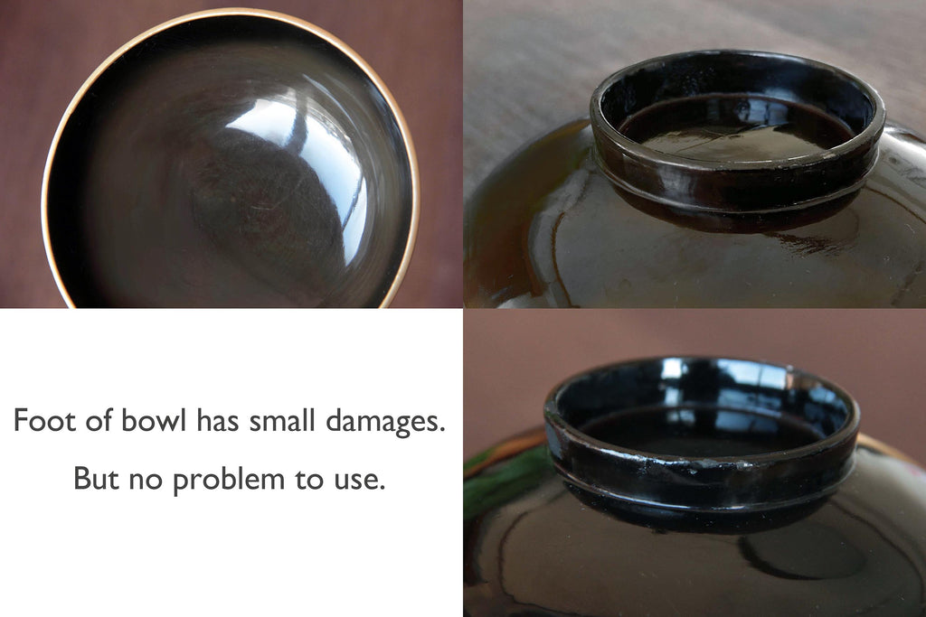 Japanese tableware. Lidded bowl with Urushi lacquer.