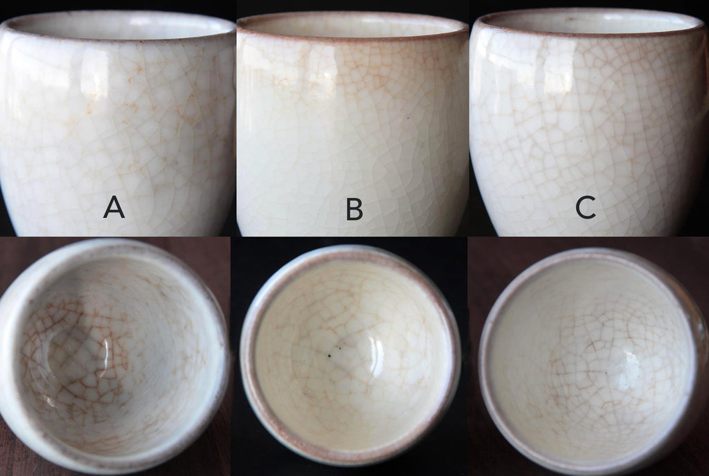 white glaze vintage tea cup by Otaru Kiln in Hokkaido. Nice crackle vintage surface.