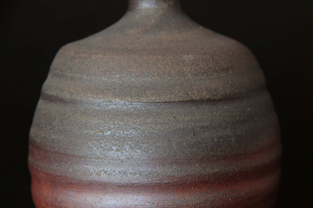 Bizen ware, Sake bottle, Unglazed Japanese pottery from Okayama Prefecture.