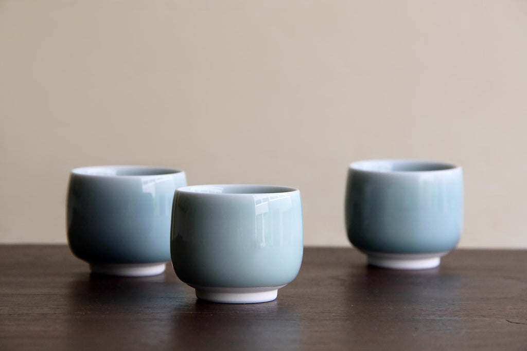 light blue Japanese porcelain cups