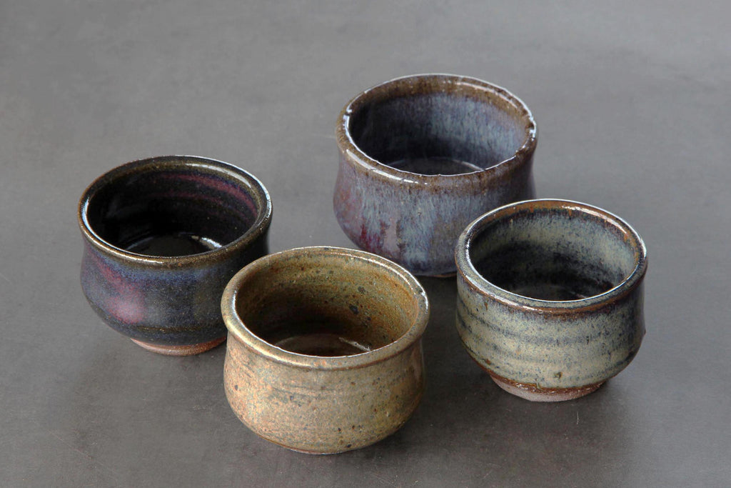 Variety of Sake cups. Japanese pottery 