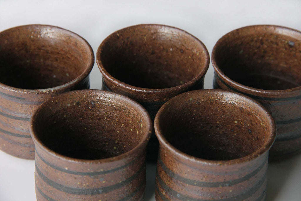 brown Sake cup. Japanese drink ware 