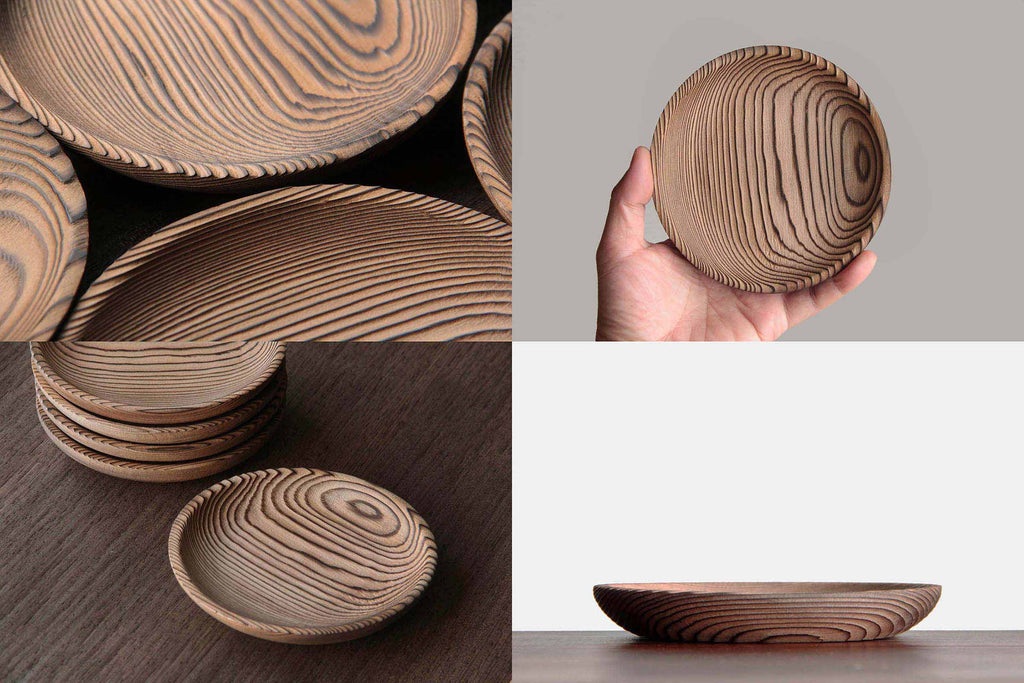 Beautiful grain Japanese wooden plate.