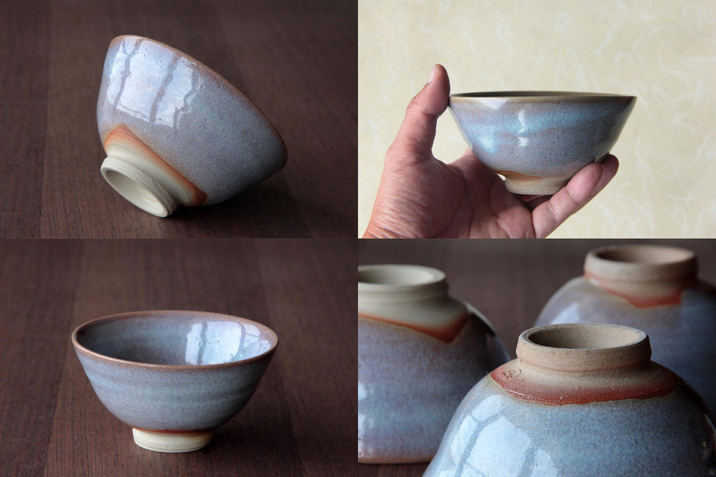 blue glaze ceramic bowl. Matcha tea bowl