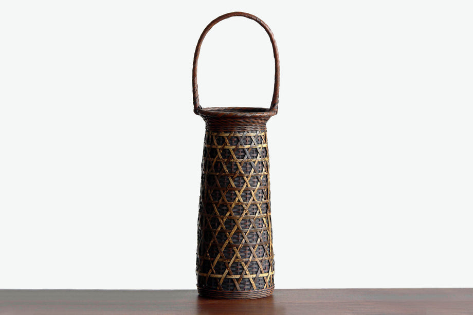 H 39.5cm Bamboo Flower Basket – Japanese Hanaire Vase for Ikebana