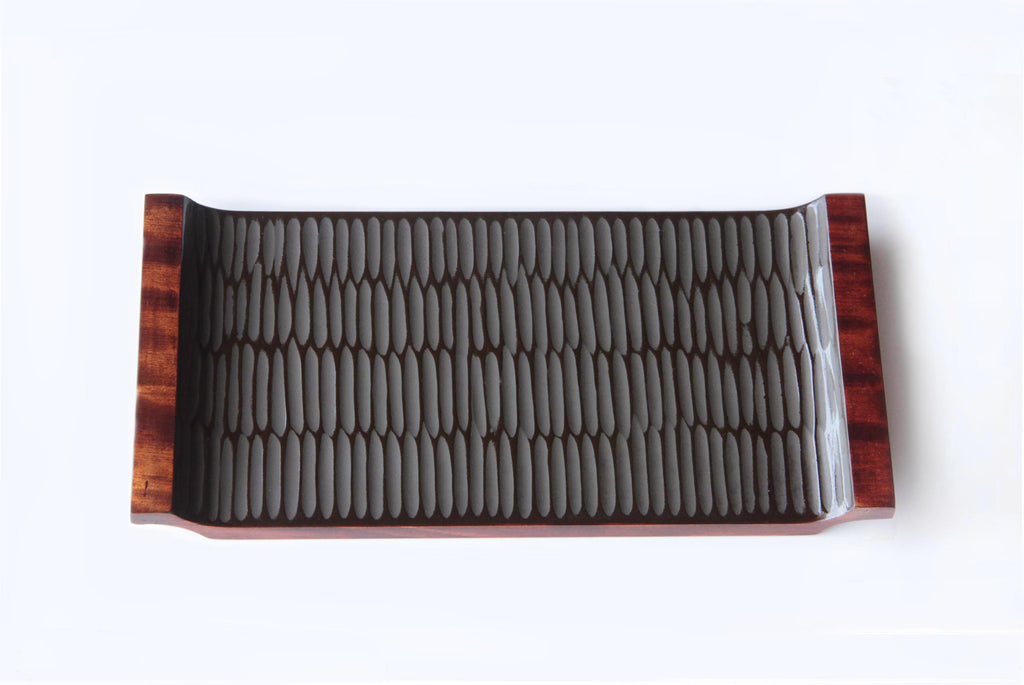 Hand carved wooden tray. Japanese craft