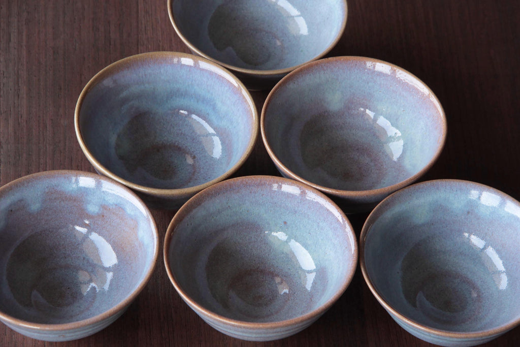 blue glaze ceramic bowl. Matcha tea bowl