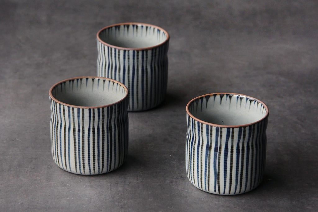 stripe design tea cup, Japanese ceramic