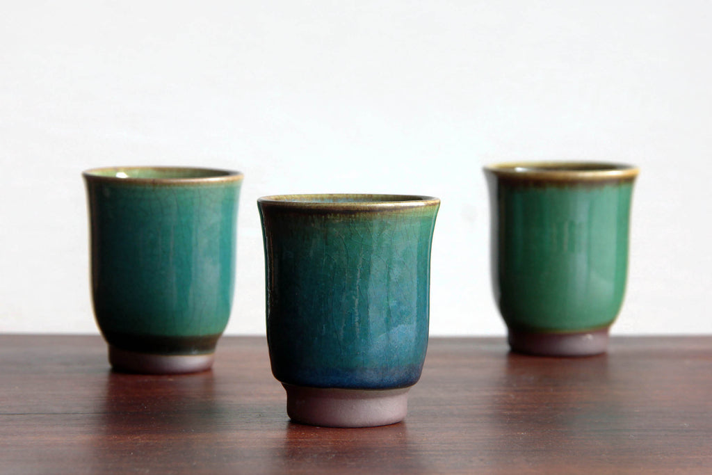 Green glaze tea cup from Otaru Kiln in Hokkaido.