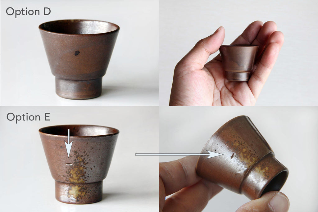 Small ceramic cup for Sake or Sencha tea. Japanese Bizen ware.