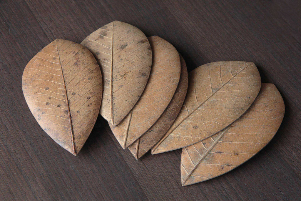 Unique natural leaf dish. Japanese craft