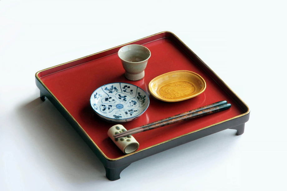 27.5cm / Japanese Antique Tray | Urushi Lacquered Obon / Ozen