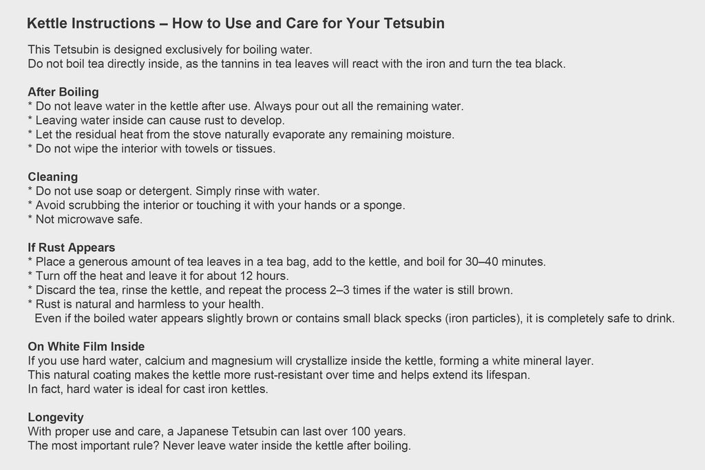 Cast iron tetsubin instruction 
