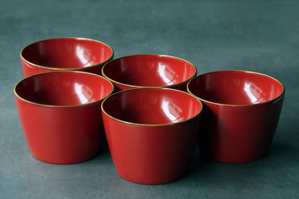 red wooden tea cup, Japanese lacquerware