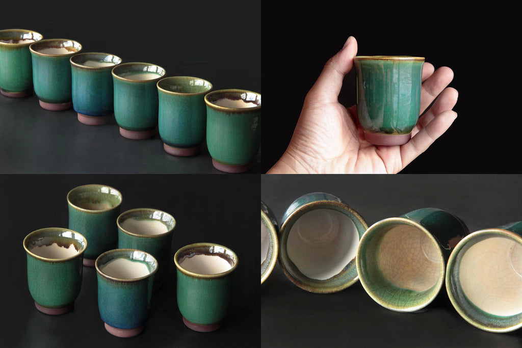 Green glaze tea cup from Otaru Kiln in Hokkaido.