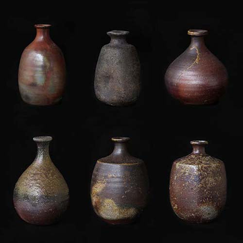 Bizen Sake bottle,  Japanese pottery
