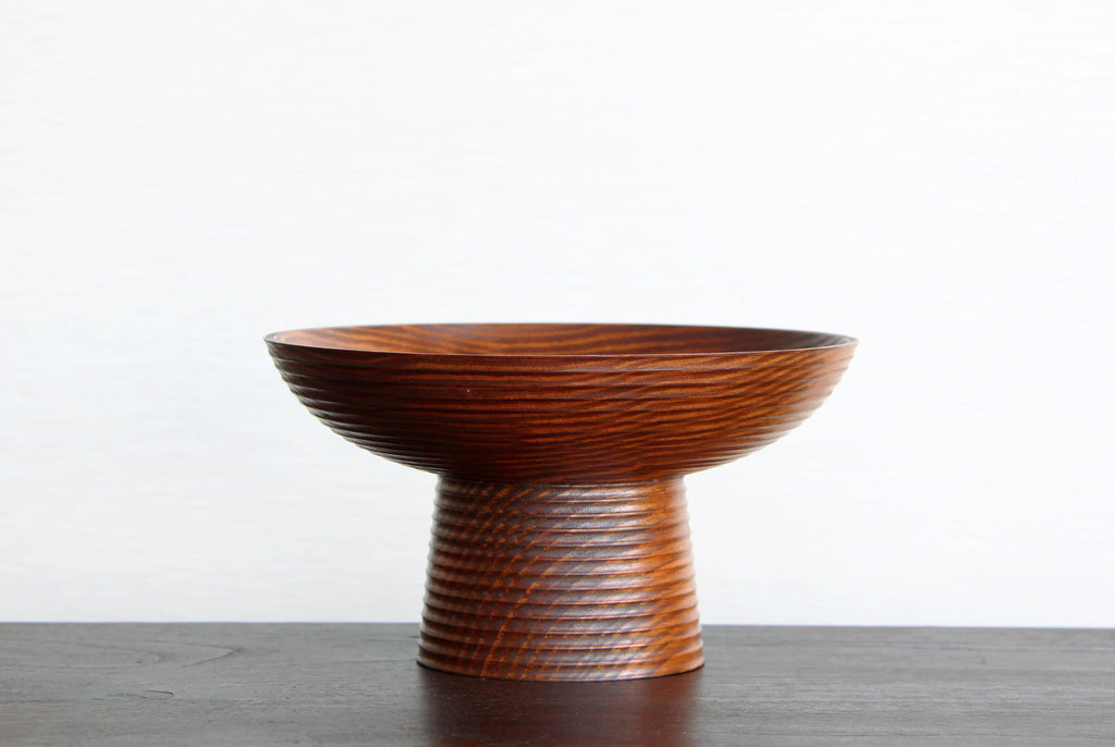 Japanese wooden tableware, footed bowl, beautifully carved craft