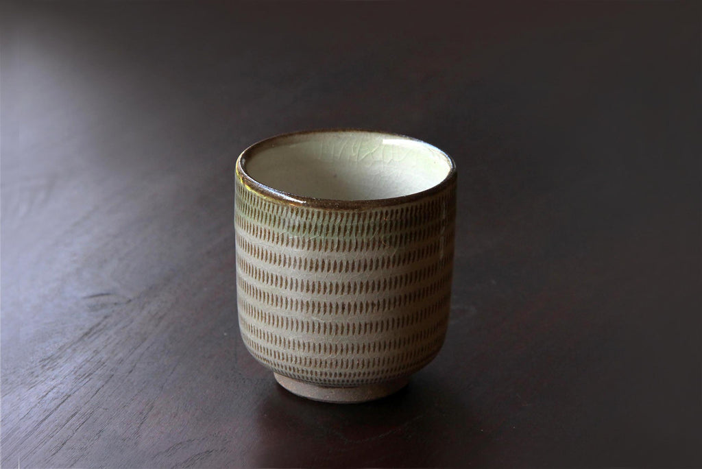 Koishiwara pottery tea cup. Japanese ceramic 