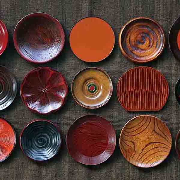 Japanese wooden craft plates 