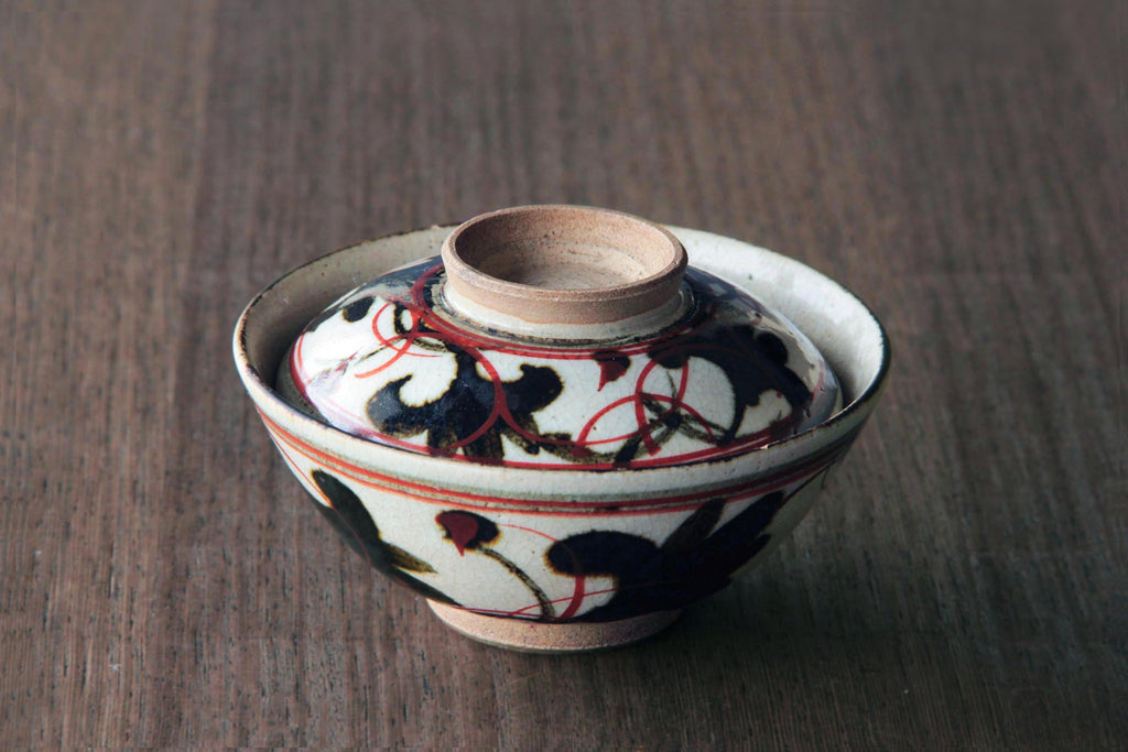 Vintage chawan bowl by Rokube Kiyomizu, noted Japanese potter