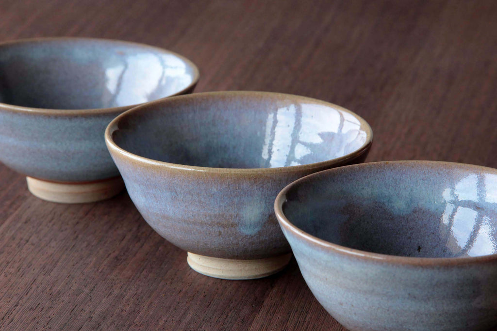 blue glaze ceramic bowl. Matcha tea bowl