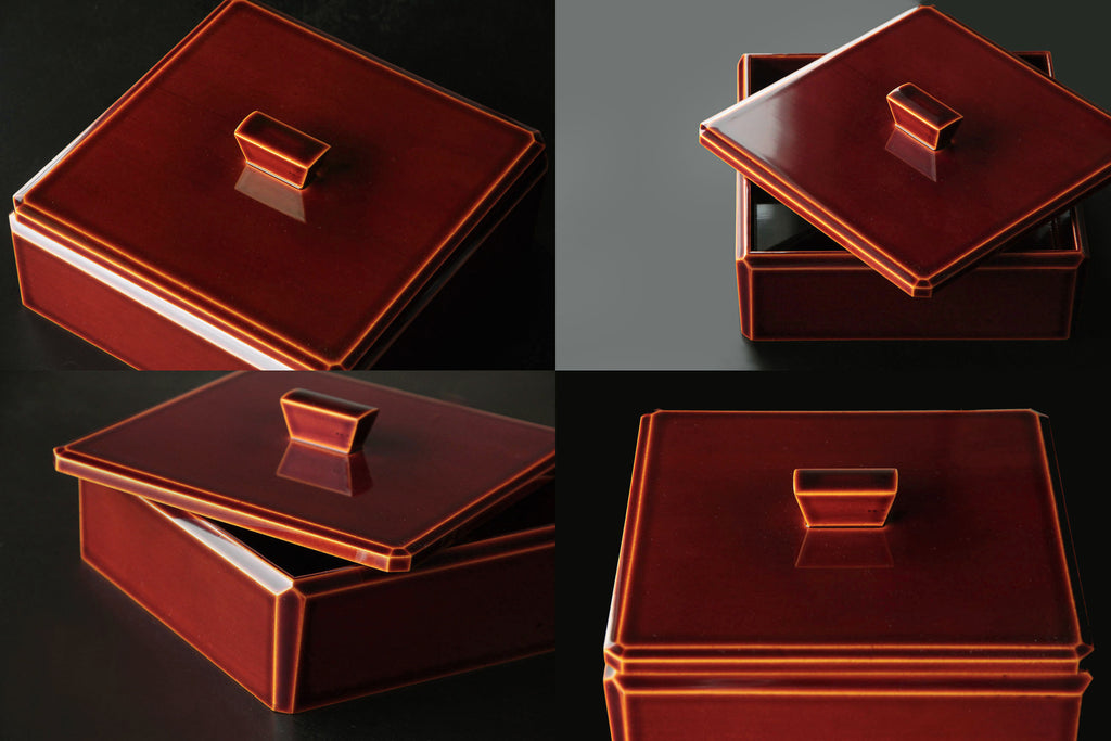 Hida Shunkei wooden box with beautiful colors. Finished with natural Urushi lacquer. 