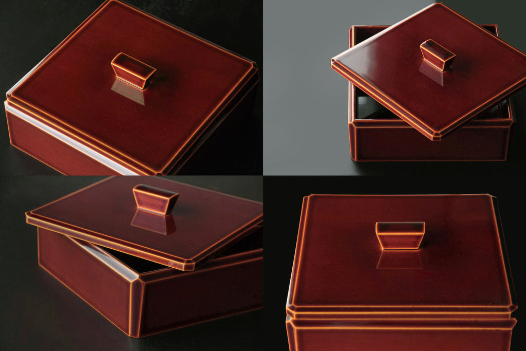 Hida Shunkei wooden box with lid. Beautiful Urushi color.