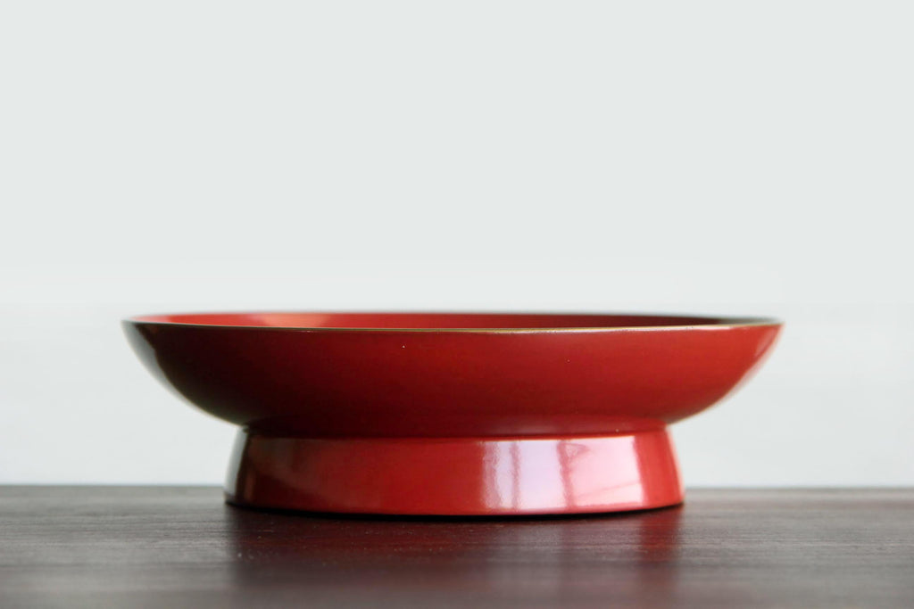 Red Urushi wooden plate for Japanese Kaiseki food