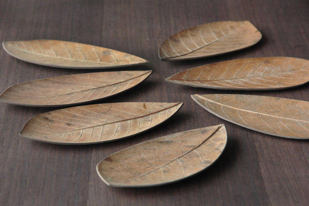 Unique natural leaf dish. Japanese craft