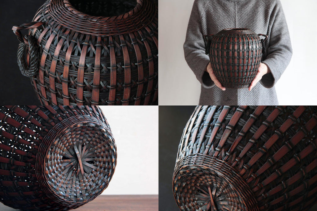 Bamboo flower basket. Japanese hand-craft by skilled artisan.