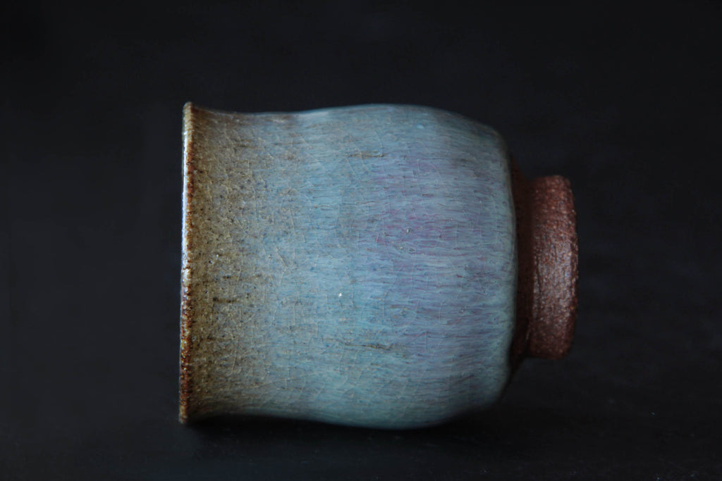 Beautifully glazed small tea cup. Japanese Agano ware.