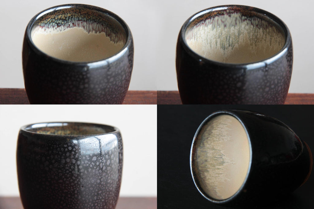 Black glaze tea cup by Otaru kiln in Hokkaido. 