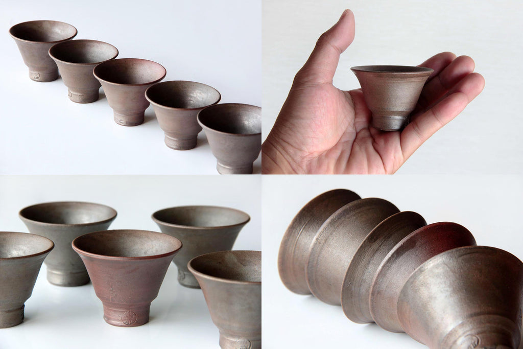 Sharp design Sake cup from Bizen pottery