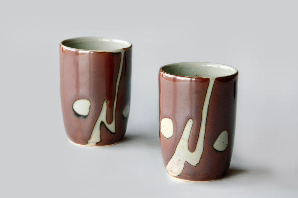 Brown tea cup with Kaki-glaze, Mashiko ware.