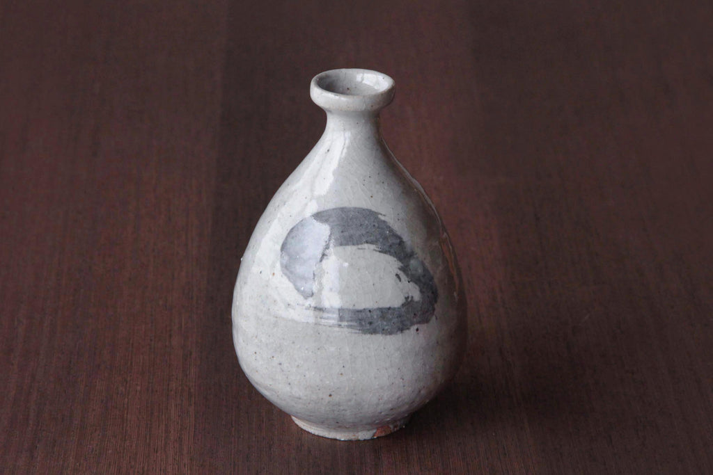 Big size Sake bottle with white glaze.