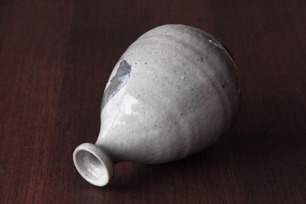 Big size Sake bottle with white glaze.