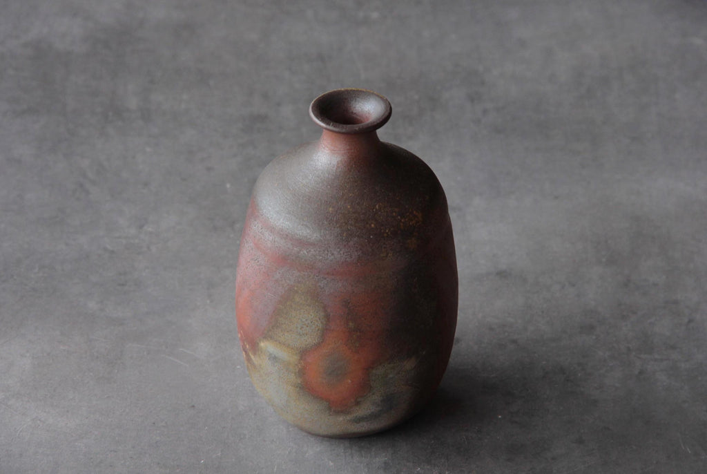 Bizen ware, Sake bottle, Unglazed Japanese pottery from Okayama Prefecture.