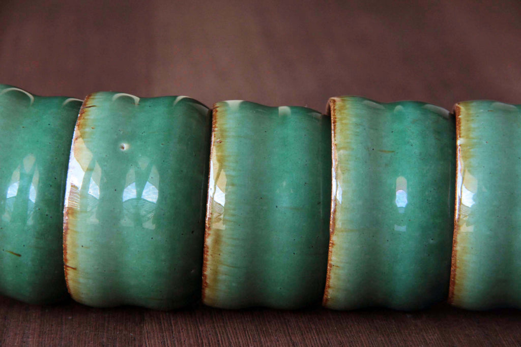 green glaze small ceramic cup by Otaru Kiln in Hokkaido 