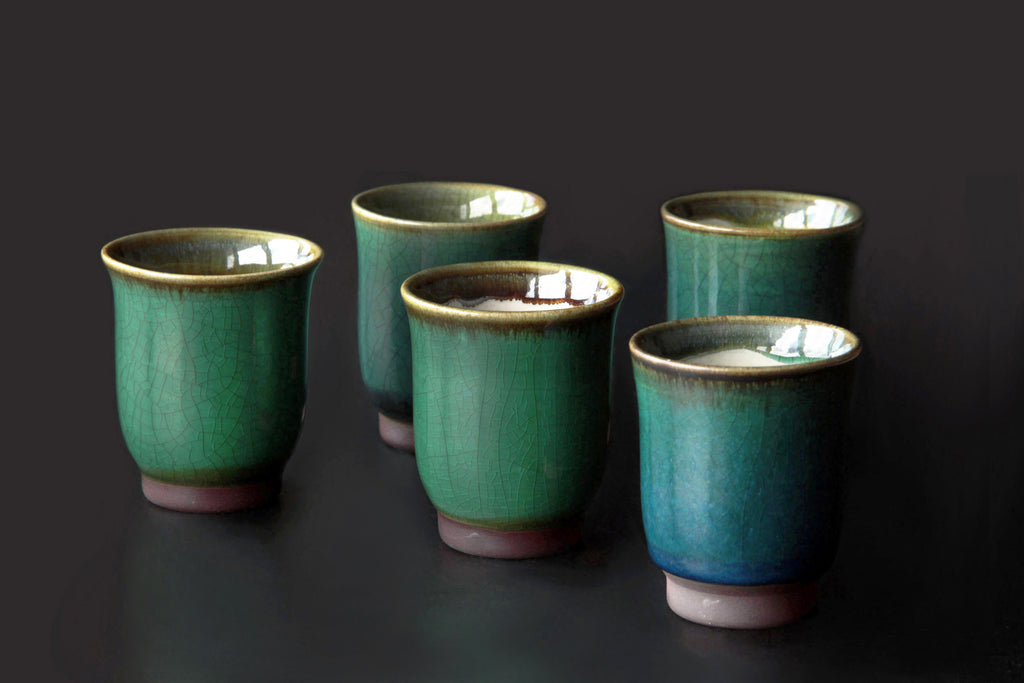 Green glaze tea cup from Otaru Kiln in Hokkaido.