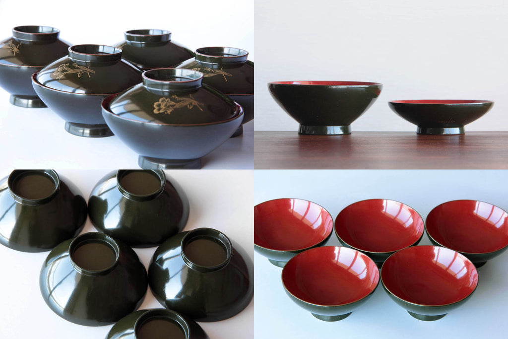 Beautiful Japanese lacquer ware with Makie drawing.