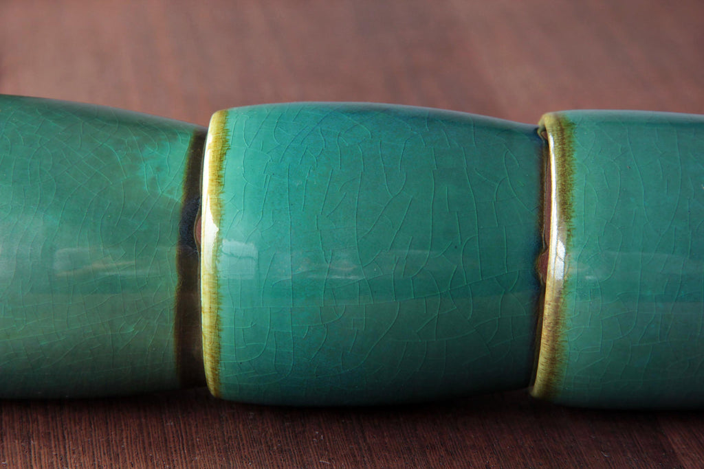 Emerald green glaze tea cup. Japanese tea ware.