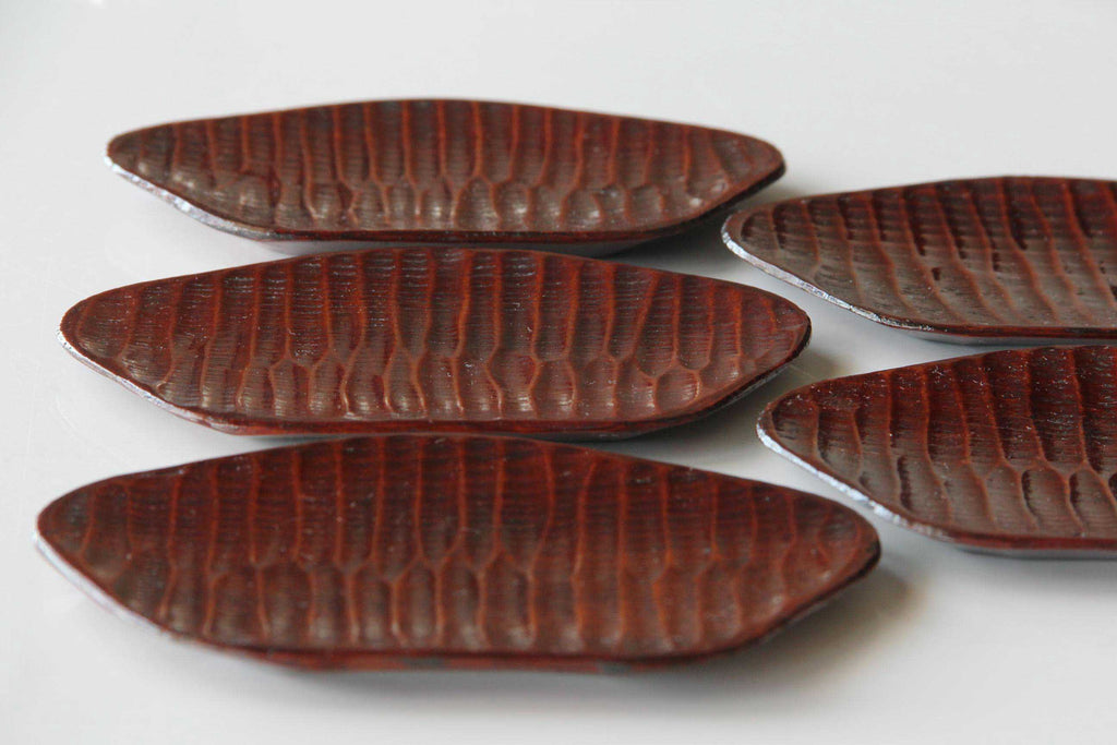 hand-carved wooden plate. Japanese craft. 
