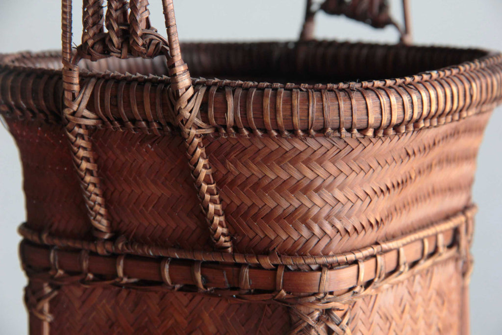 Bamboo flower basket. Japanese hand-craft by skilled artisan.