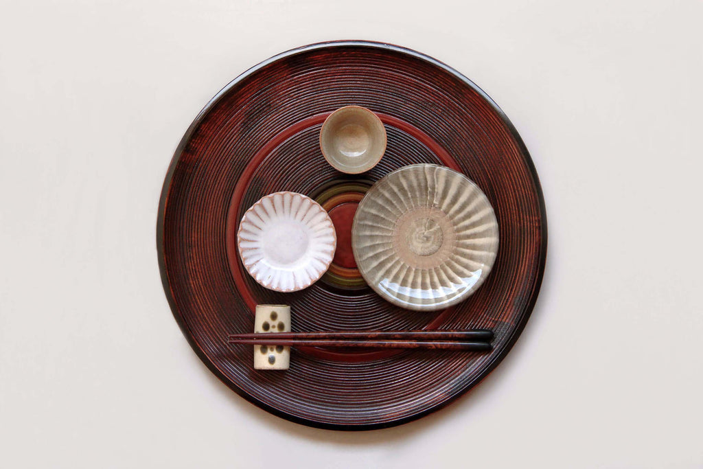 Japanese Sanuki Obon tray, colorful design 