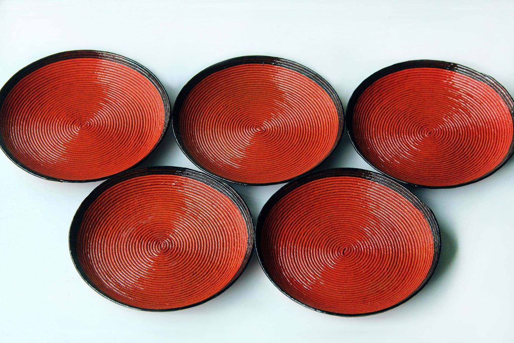 Japanese hand craft, red plate