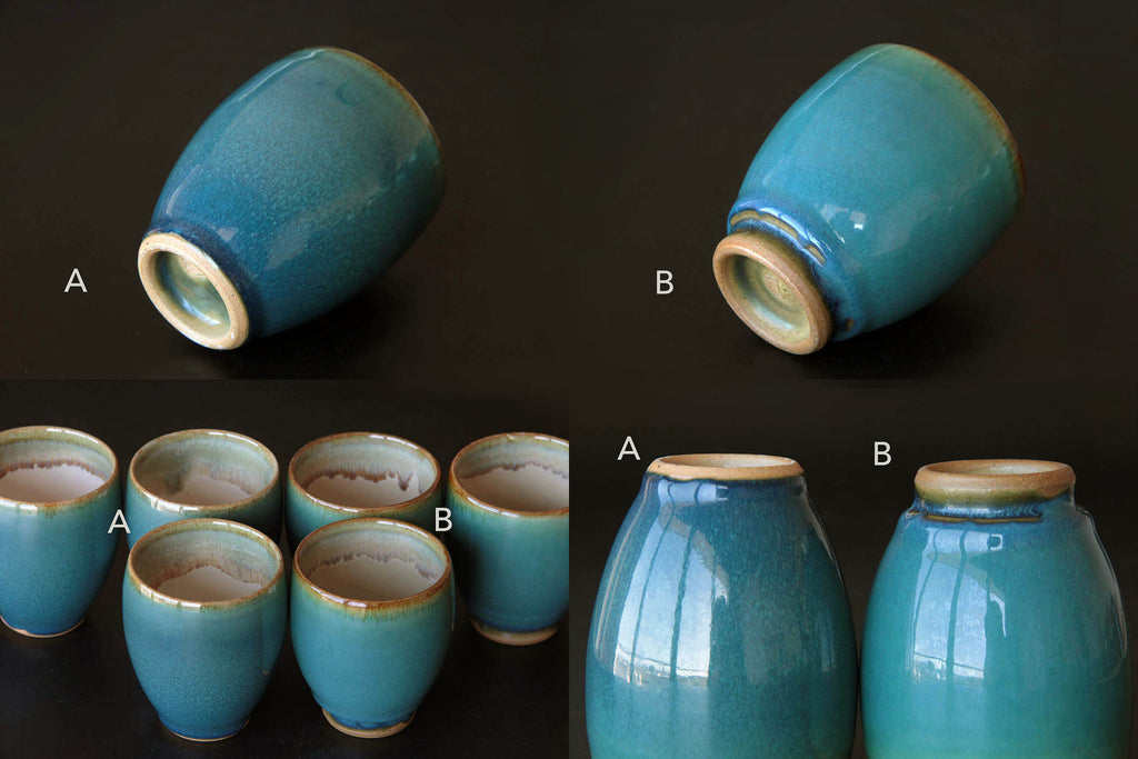 Deep green and blue  tea cup. Rare Otaru pottery in Hokkaido. 