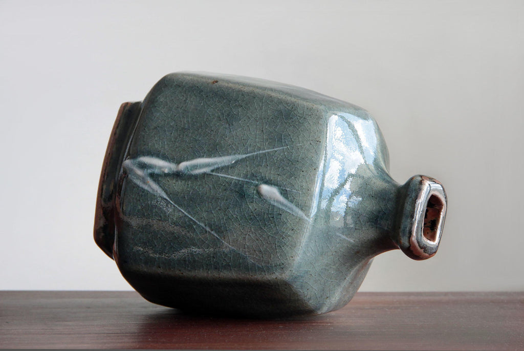 Ceramic vase by Masao Moriyama, a noted Japanese potter.  Side view photo.