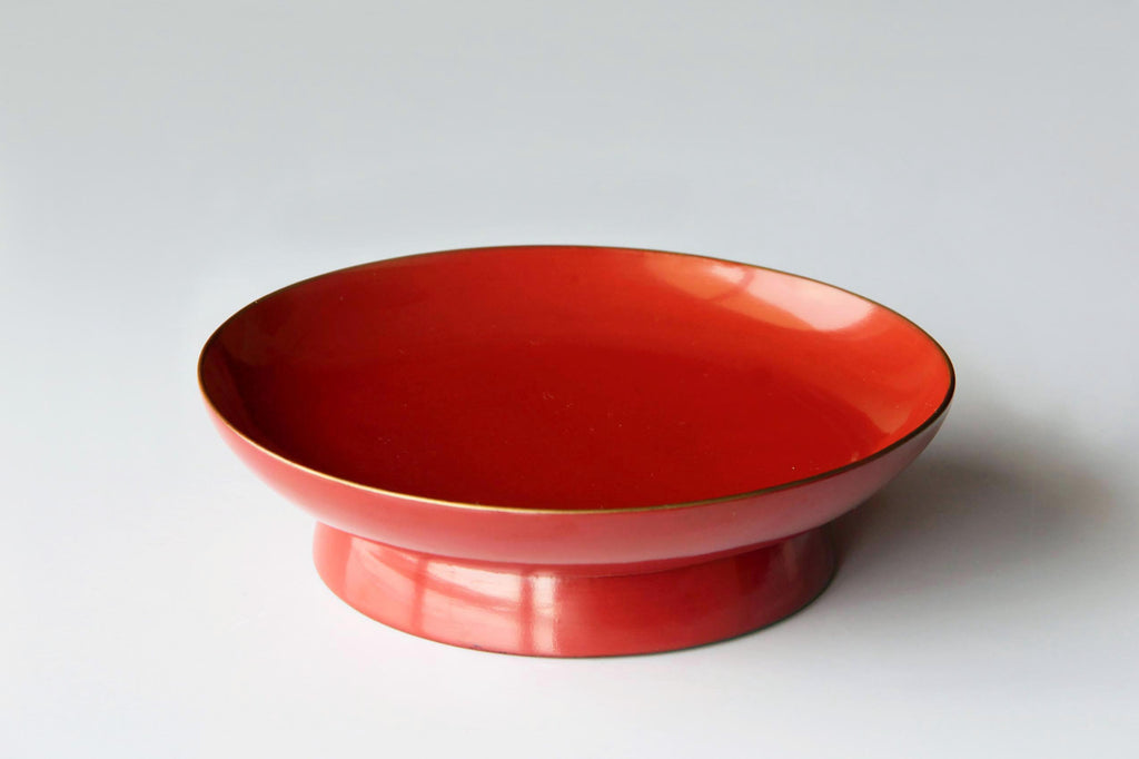 Red Urushi wooden plate for Japanese Kaiseki food