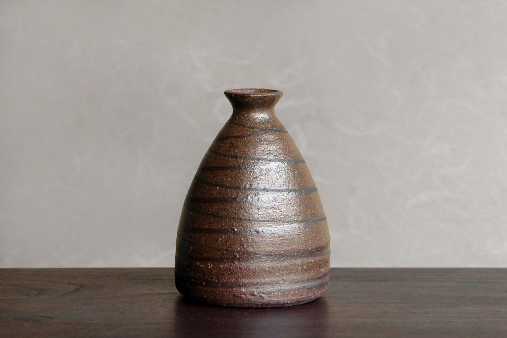 Japanese brown  Sake bottle